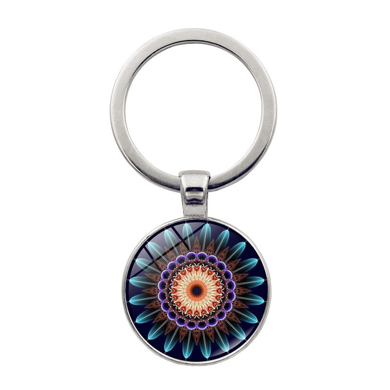 Wholesale Zinc Alloy Mandala Flower of Life Time Gem Creative Keychain